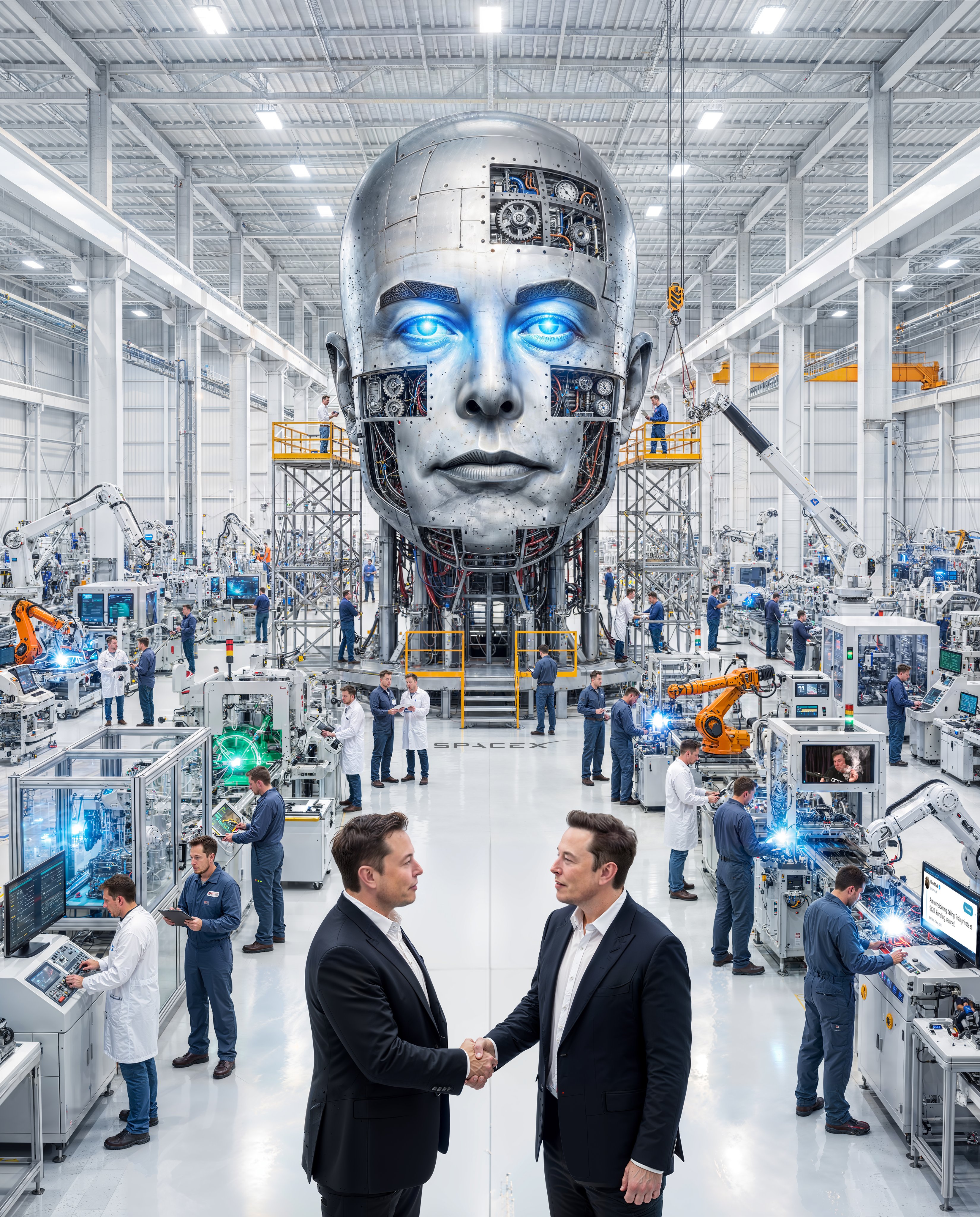 Beeple original - ELON ACQUIRING ELON TO BUILD A SUPER ELON